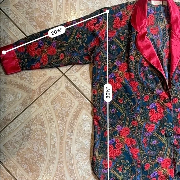 Vintage Victoria Secret Floral Red Robe - Picture 11 of 15